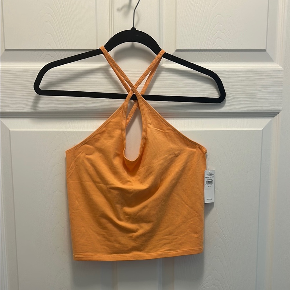 American Eagle Orange Criss cross Crop Tank Top